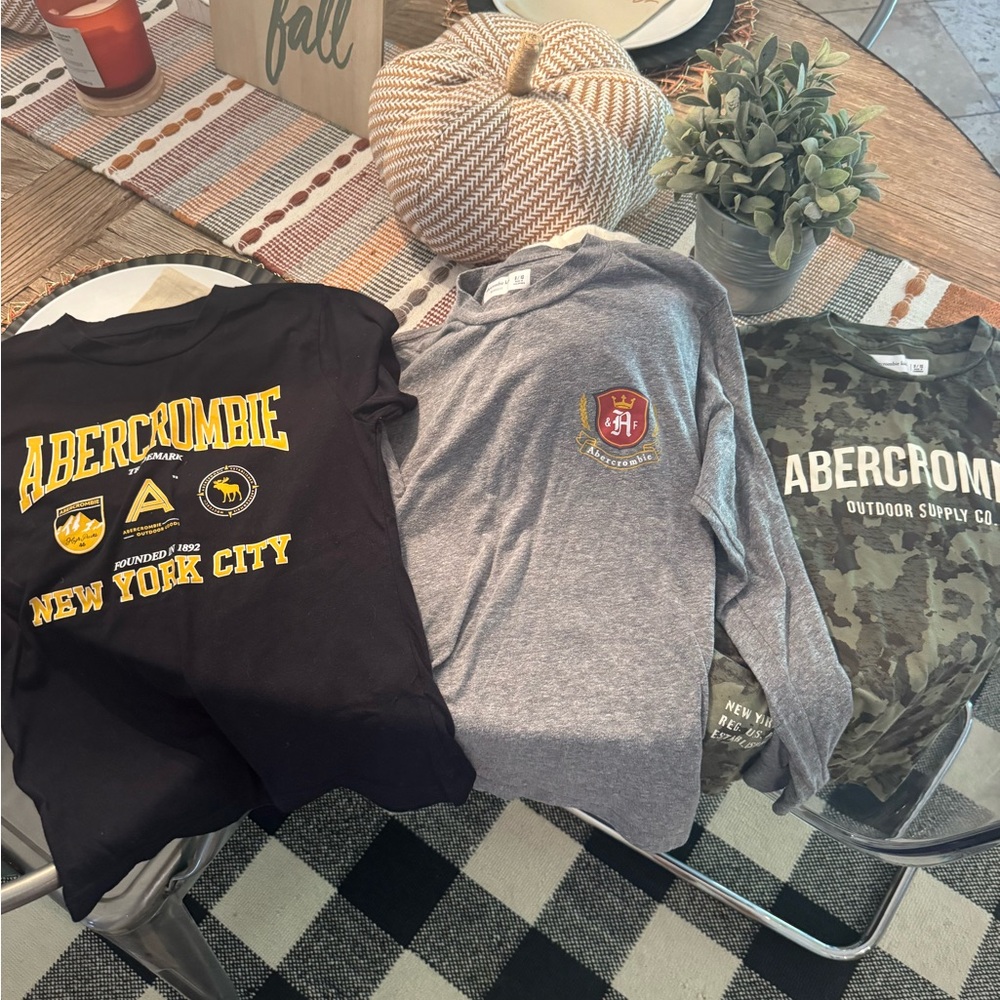 Abercrombie & Fitch Kids Black, Gray, and Green Long Sleeve Tees
